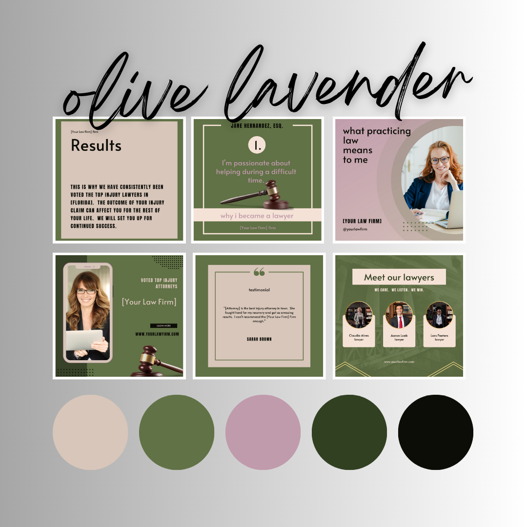 100 Personal Injury Law Firm Instagram Post Templates - Olive and Lavender