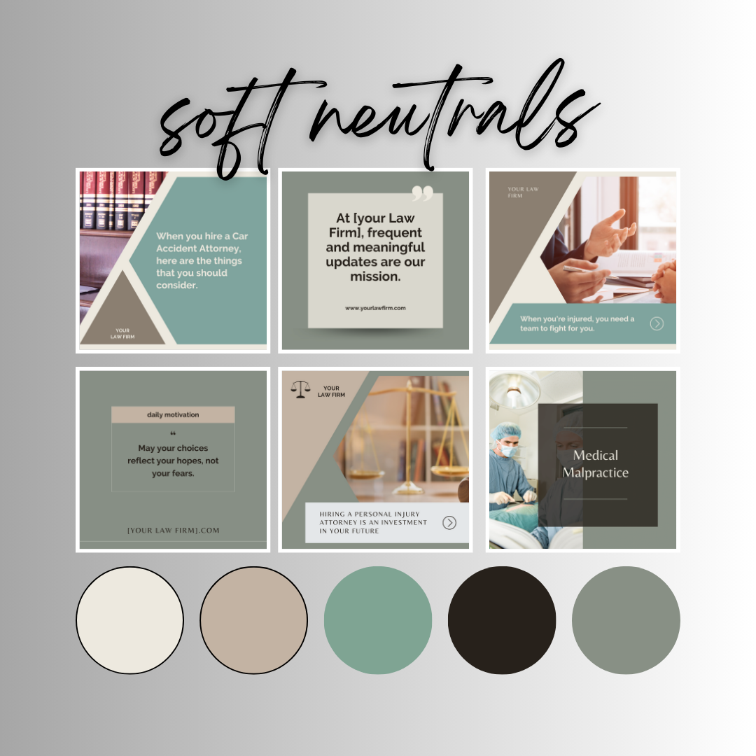 100 Personal Injury Law Firm Instagram Post Templates - Soft Neutrals