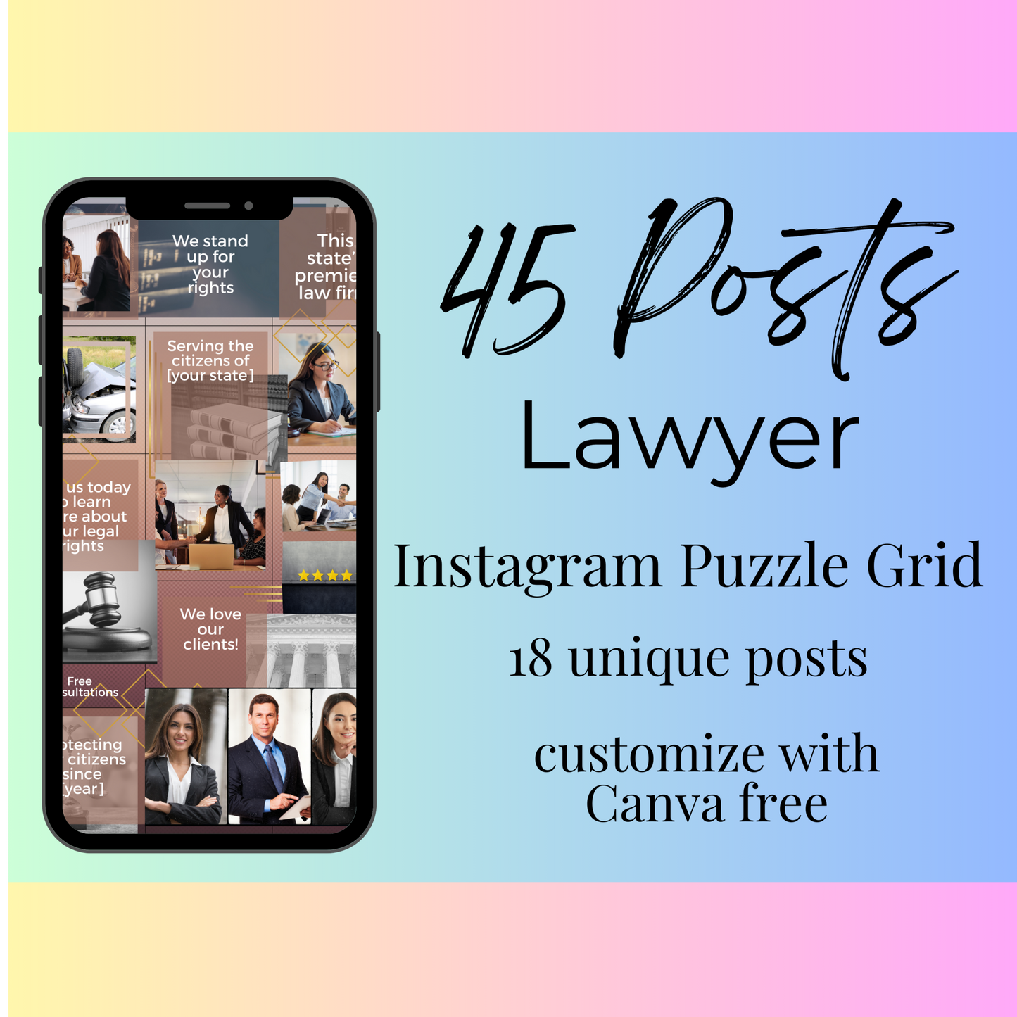 45 Post Instagram Puzzle Grid for Attorneys