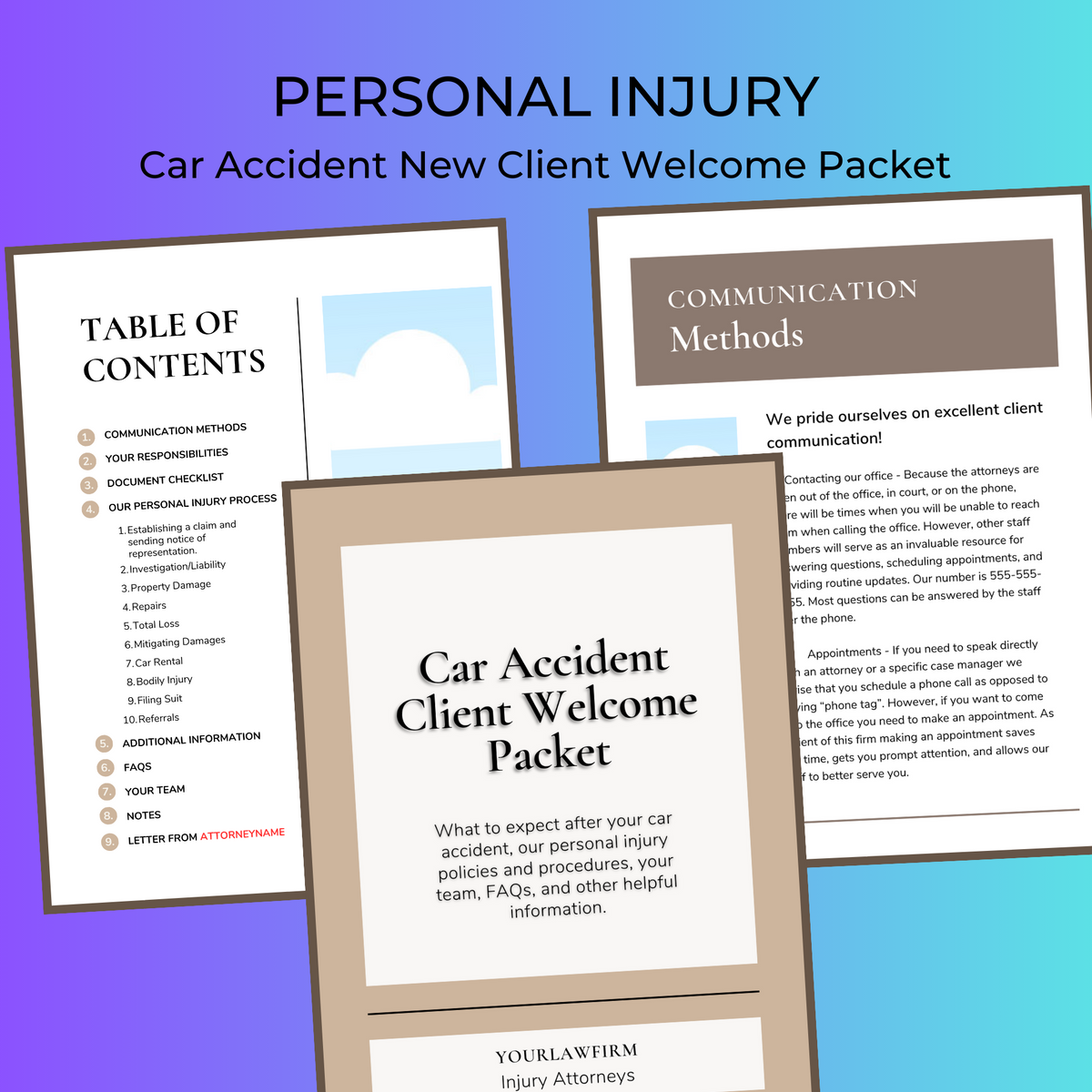Sample Packets Injury Personal Injury Client Welcome Packet – My Attorney Headlines