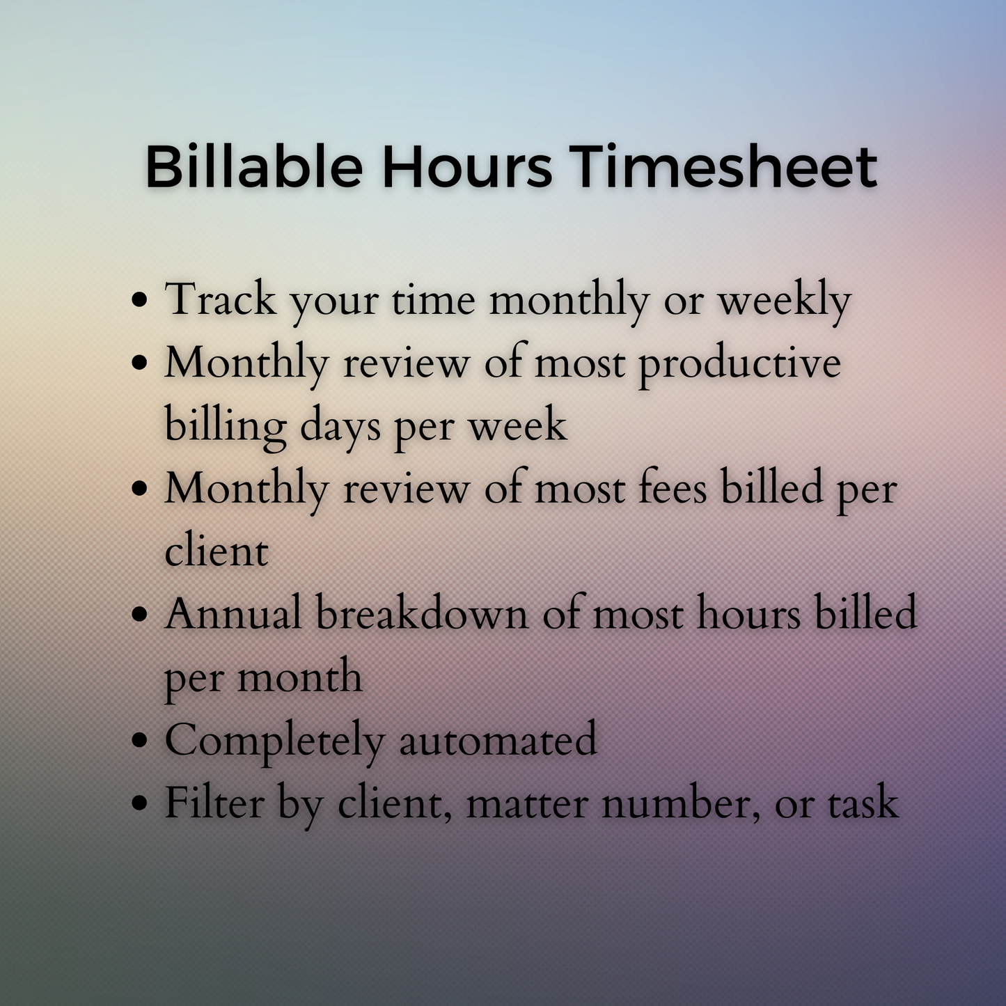 Ultimate Legal Billing Software Spreadsheet