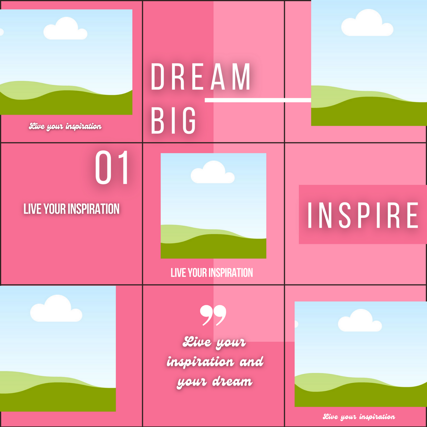 Pink Inspire Instagram Puzzle Grid