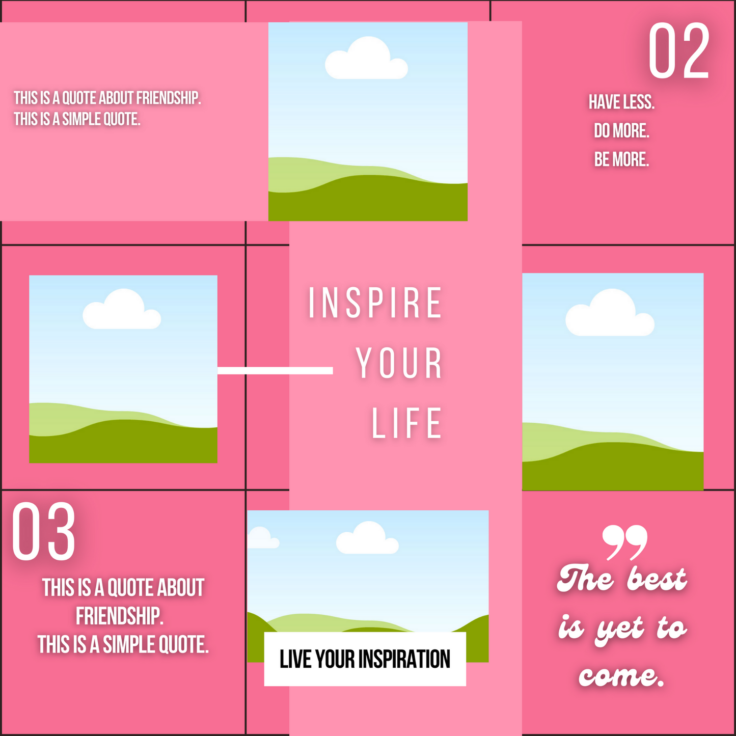 Pink Inspire Instagram Puzzle Grid