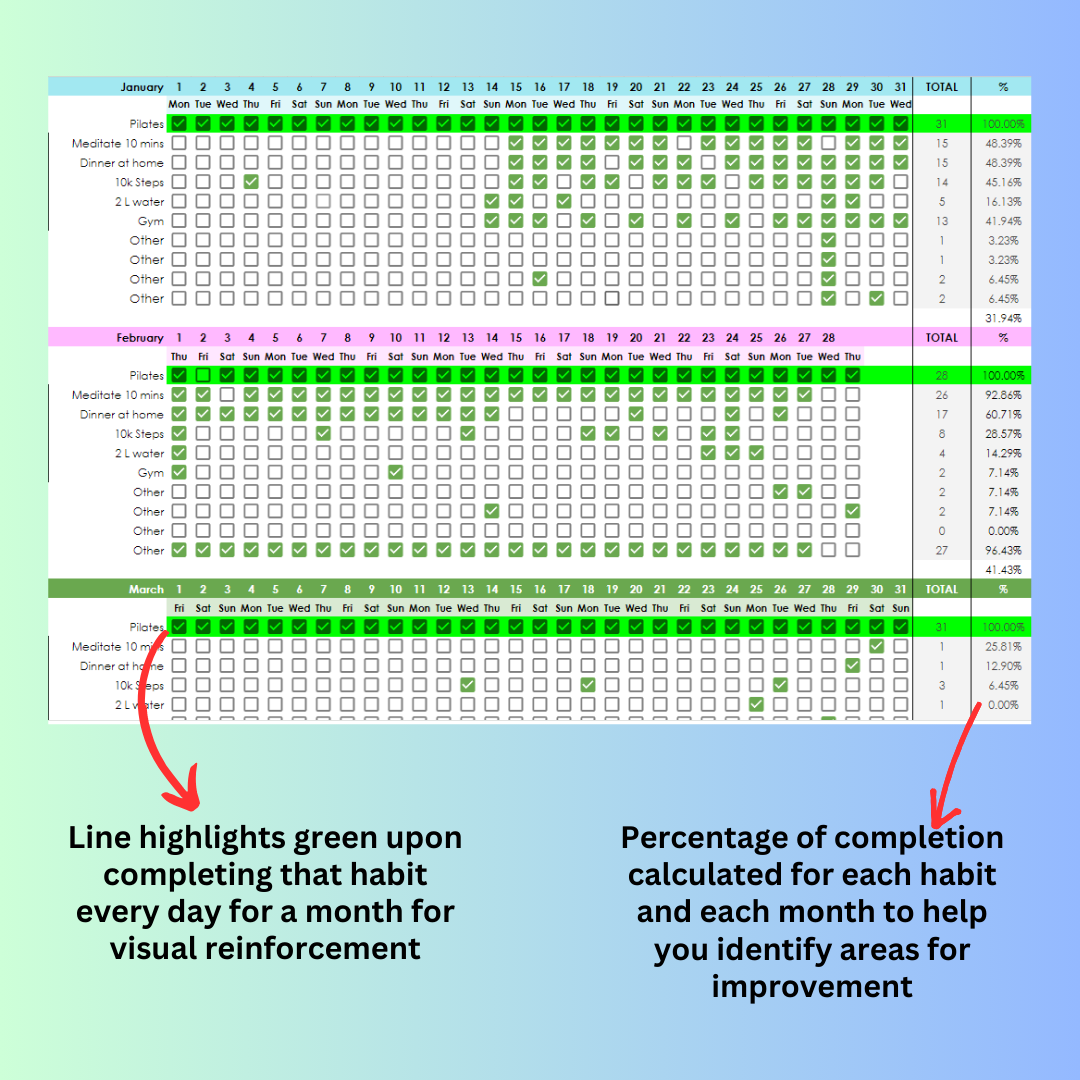 2024 Habit Tracker Spreadsheet