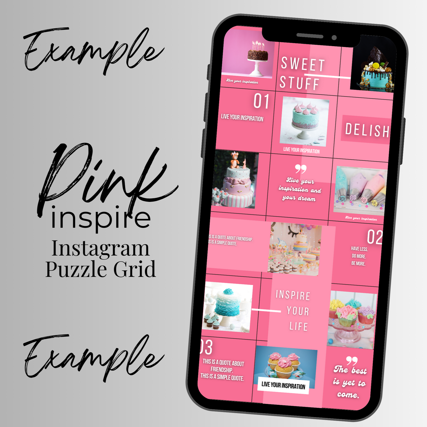 Pink Inspire Instagram Puzzle Grid