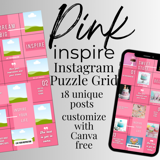 Pink Inspire Instagram Puzzle Grid